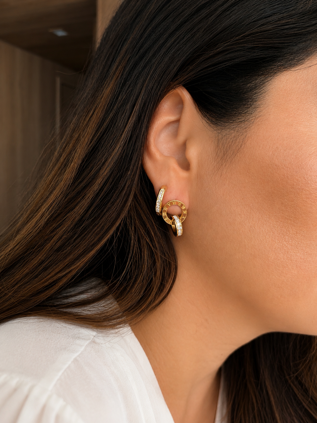 Brinco Imperial Pedra Zircônia Banhado em Ouro 18K