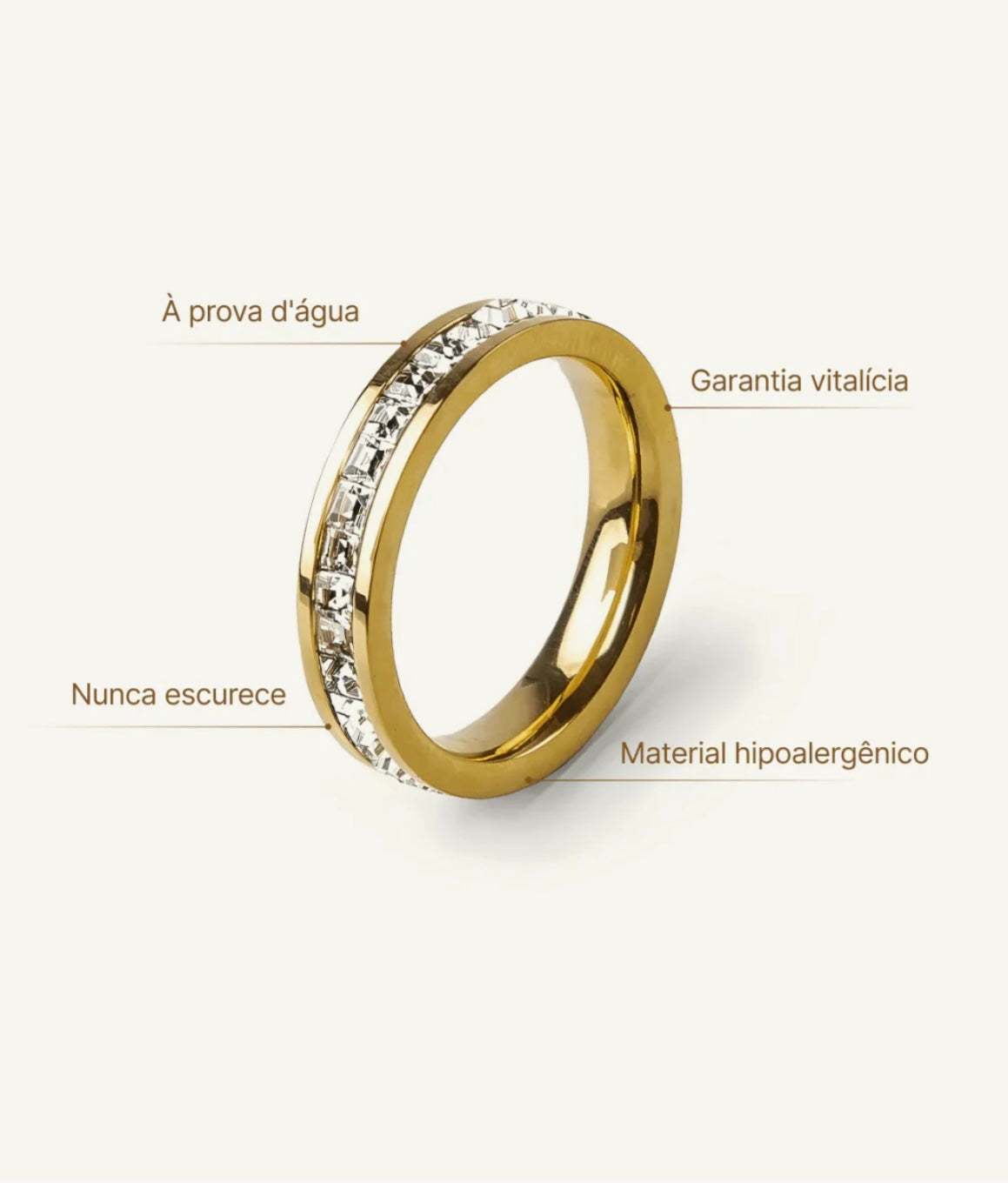 Anel Brilhante Banhado Ouro 18k