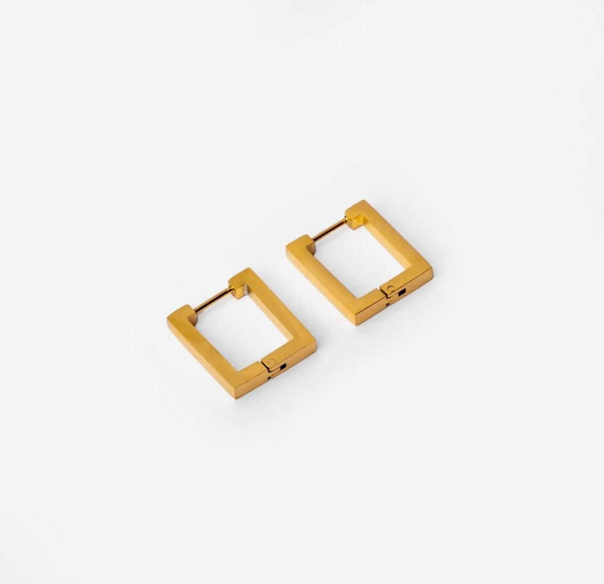 Brinco Argola Quadrada Banhada Ouro 18k