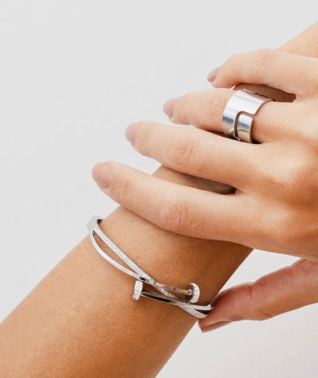 Bracelete Prego Zircônia Prata